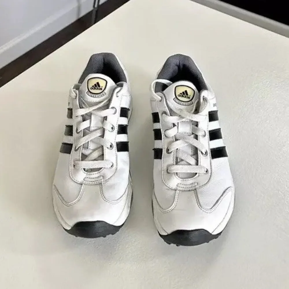 Adidas University White/aBlack Golf Plastic Cleats Shoes Men's US 7